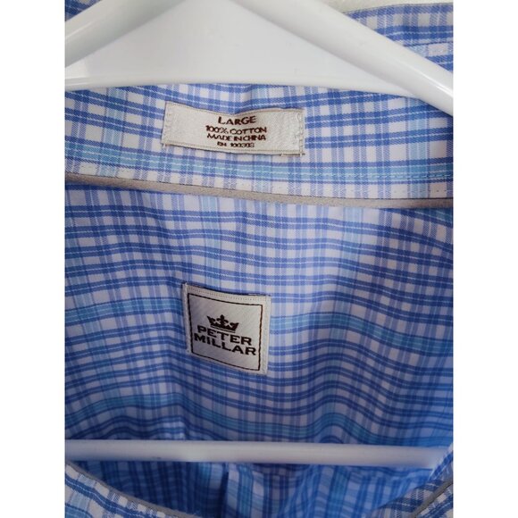 Peter Millar Blue Purple Checkered Buttoned Down Long Sleeve Shirt L - Picture 6 of 6